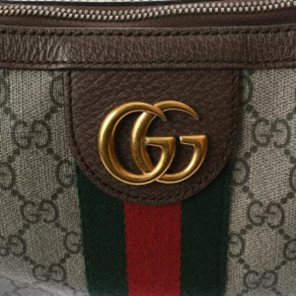 Gucci Ophidia Beige Ebony Brown GG Supreme Canvas Leather Shoulder Bag - Picture 9 of 9
